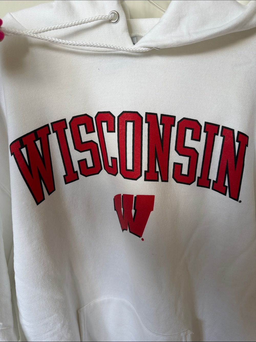 Wisconsin white hoodie with kangaroo style pocket - Picture 2 of 4